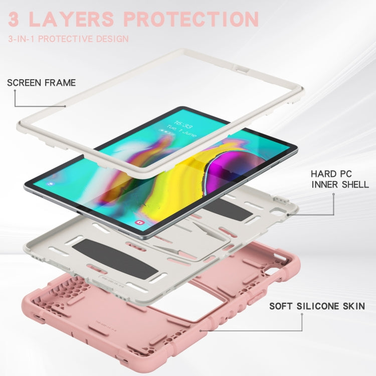 3-Layer Protection Screen Frame + PC + Silicone Shockproof Combination Case with Holder For Samsung Galaxy Tab S5e T720(Cherry Blossoms Pink) - Tab S5E 10.5 T720 / T725 by buy2fix | Online Shopping UK | buy2fix