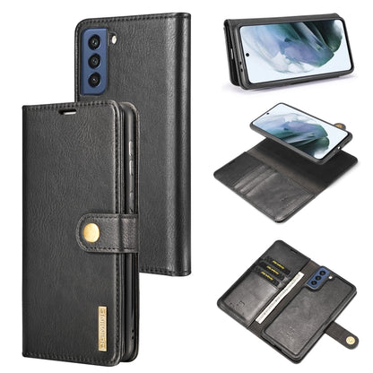 For Samsung Galaxy S21 FE DG.MING Crazy Horse Texture Flip Detachable Magnetic Leather Case with Holder & Card Slots & Wallet(Black) - Galaxy Phone Cases by DG.MING | Online Shopping UK | buy2fix