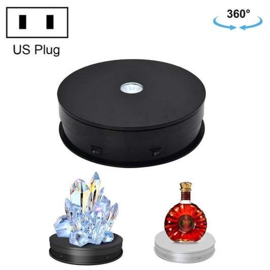 20cm Electric Rotating Turntable Display Stand LED Light Video Shooting Props Turntable, Power Plug:110V US Plug(Black) - Camera Accessories by buy2fix | Online Shopping UK | buy2fix