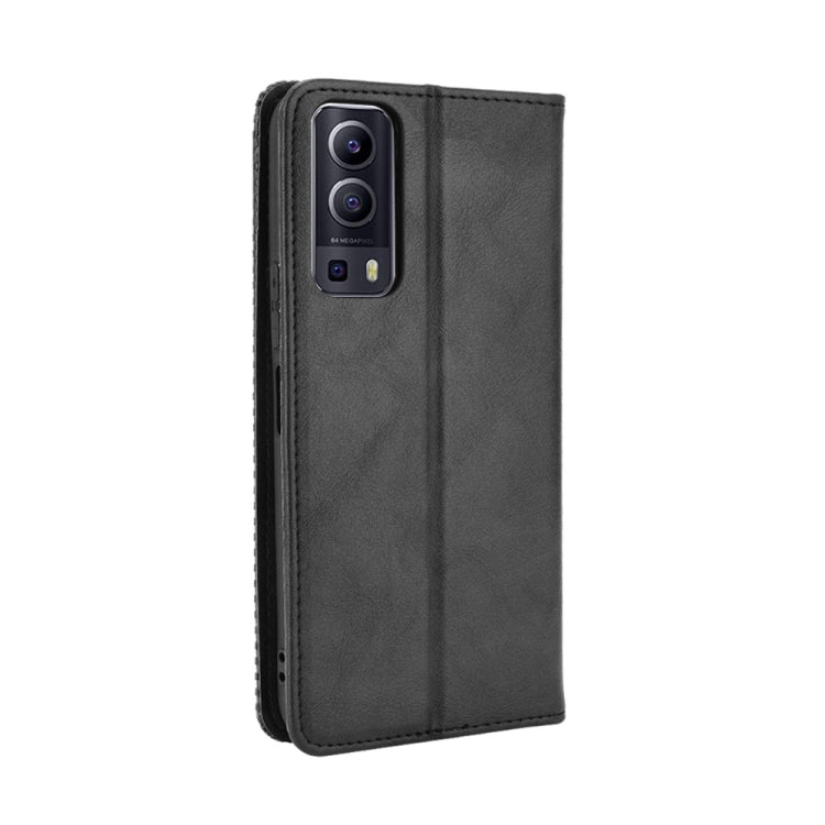 For vivo Y72 5G / iQOO Z3 5G Magnetic Buckle Retro Crazy Horse Texture Horizontal Flip Leather Case with Holder & Card Slots & Photo Frame(Black) - vivo Cases by buy2fix | Online Shopping UK | buy2fix