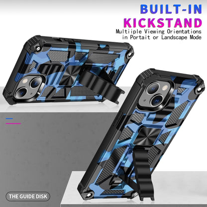 For iPhone 13 Pro Camouflage Armor Kickstand TPU + PC Magnetic Phone Case (Blue) - iPhone 13 Pro Cases by buy2fix | Online Shopping UK | buy2fix