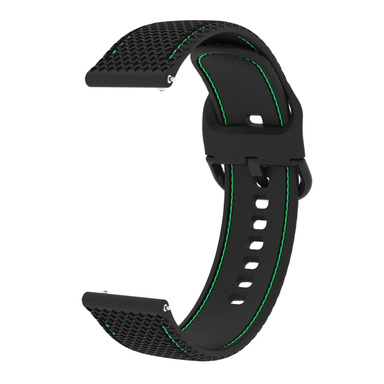 20mm For Samsung Galaxy Watch Active 2 Two-color Stitching Silicone Watch Band(Black+Green Line) - Watch Bands by buy2fix | Online Shopping UK | buy2fix