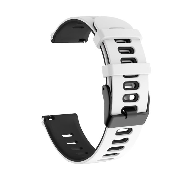 20mm For Garmin Vivoactive 3 / Venu Universal Two-color Silicone Watch Band(White Black) - Watch Bands by buy2fix | Online Shopping UK | buy2fix