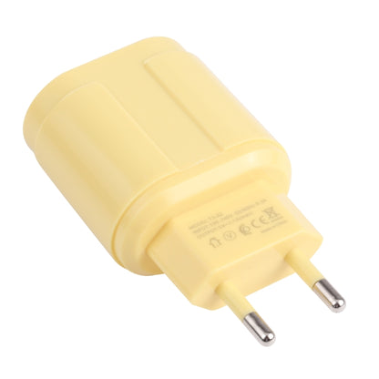 13-22 2.1A Dual USB Macarons Travel Charger, EU Plug(Yellow) - Mobile Accessories by buy2fix | Online Shopping UK | buy2fix