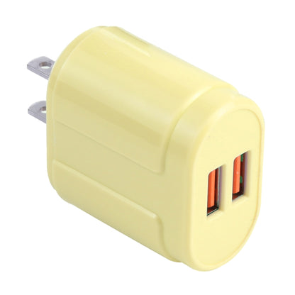 13-22 2.1A Dual USB Macarons Travel Charger, US Plug(Yellow) - Mobile Accessories by buy2fix | Online Shopping UK | buy2fix
