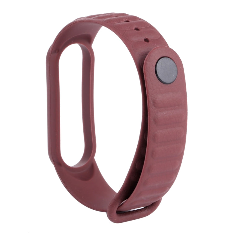 For Xiaomi Mi Band 6 / 5 Universal Silicone Leather Texture Watch Band(Wine Red) - Watch Bands by MIJOBS | Online Shopping UK | buy2fix