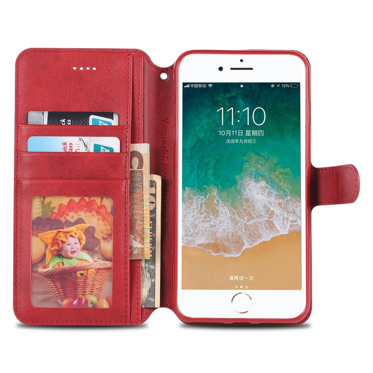 For iPhone 7 Plus / 8 Plus AZNS Calf Texture Magnetic Horizontal Flip PU Leather Case with Holder & Card Slots & Photo Frame(Red) - More iPhone Cases by AZNS | Online Shopping UK | buy2fix