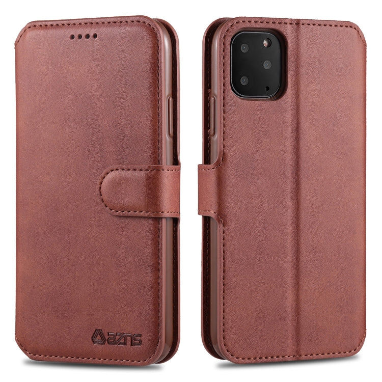 For iPhone 11 Pro Max AZNS Calf Texture Magnetic Horizontal Flip PU Leather Case with Holder & Card Slots & Photo Frame(Brown) - iPhone 11 Pro Max Cases by AZNS | Online Shopping UK | buy2fix