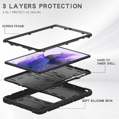 For Samsung Galaxy Tab S7+/ Tab S7 FE / Tab S8+ 3-Layer Protection Screen Frame + PC + Silicone Combination Case with Holder(Black+Black) - Other Galaxy Tab PC by buy2fix | Online Shopping UK | buy2fix