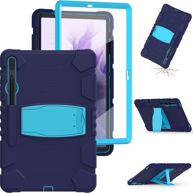 For Samsung Galaxy Tab S7+/ Tab S7 FE / Tab S8+ 3-Layer Protection Screen Frame + PC + Silicone Combination Case with Holder(NavyBlue+Blue) - Other Galaxy Tab PC by buy2fix | Online Shopping UK | buy2fix