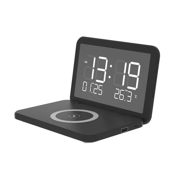 SY-118 15W Foldable Mirror Surface Perpetual Desk Calendar Clock Wireless Charger with Alarm Clock & Three-level Brightness Adjustable Function(Black) - Apple Accessories by buy2fix | Online Shopping UK | buy2fix