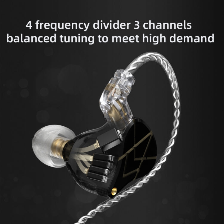 KZ ASX 20-unit Balance Armature Monitor HiFi In-Ear Wired Earphone No Mic(Black) - In Ear Wired Earphone by KZ | Online Shopping UK | buy2fix