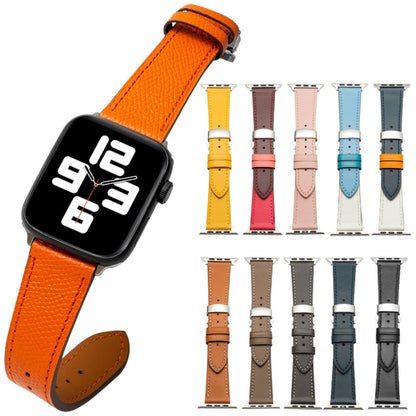 Butterfly Clasp  Top Layer Cowhide Leather Strap Watch Band For Apple Watch Series 8&7 41mm / SE 2&6&SE&5&4 40mm / 3&2&1 38mm(Pink) - Watch Bands by buy2fix | Online Shopping UK | buy2fix