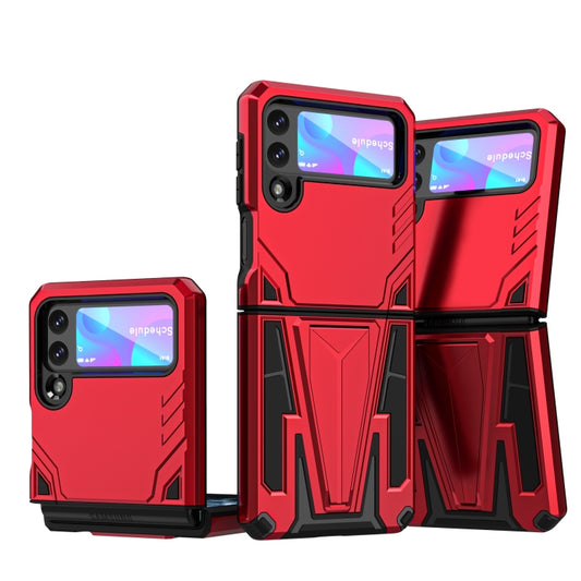For Samsung Galaxy Z Flip3 5G Super V Armor PC + TPU Shockproof Case with Invisible Holder(Red) - Samsung Accessories by buy2fix | Online Shopping UK | buy2fix