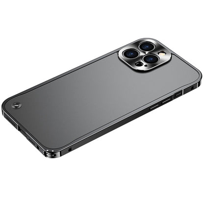 For iPhone 12 Pro Max Metal Frame Frosted PC Shockproof Phone Case(Black) - Apple Accessories by buy2fix | Online Shopping UK | buy2fix