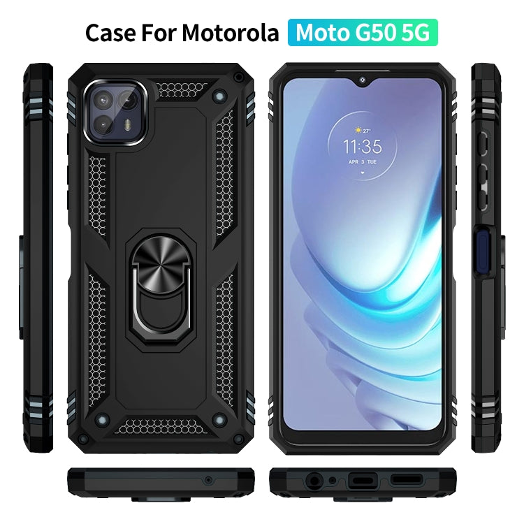 For Motorola Moto G50 5G Shockproof TPU + PC Protective Phone Case with 360 Degree Rotating Holder(Black) - Mobile Accessories by buy2fix | Online Shopping UK | buy2fix