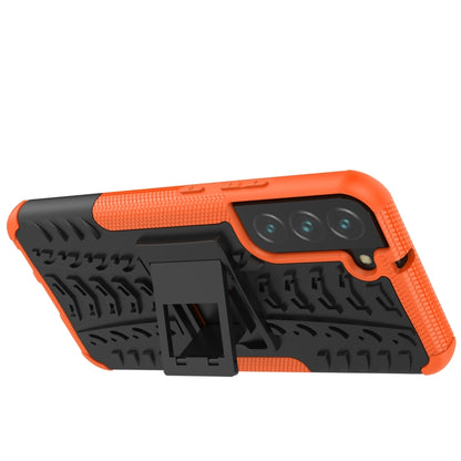 For Samsung Galaxy S22+ 5G Tire Texture Shockproof TPU+PC Phone Case with Holder(Orange) - Samsung Accessories by buy2fix | Online Shopping UK | buy2fix