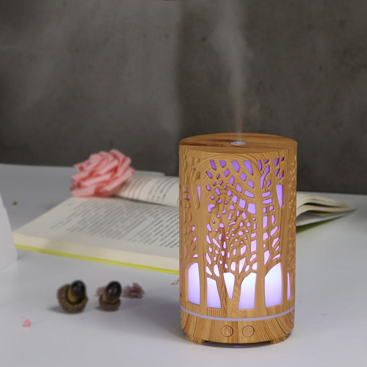 200ml Hollow-out Forest Pattern Wooden Essential Oil Aromatherapy Machine Ultrasonic Humidifier Automatic Alcohol Sprayer, Plug Specification:UK Plug(Light Brown-3) - Home & Garden by buy2fix | Online Shopping UK | buy2fix