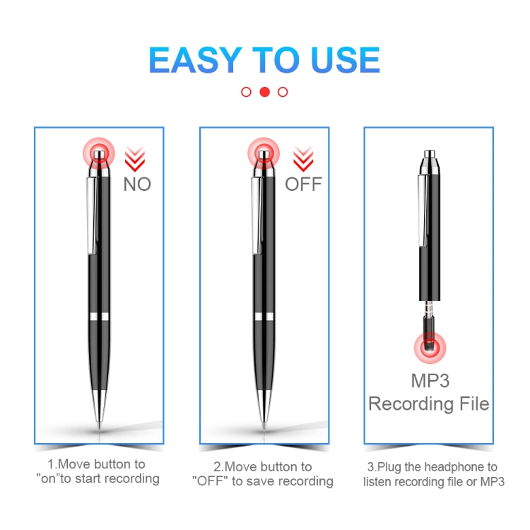 Q90 Intelligent HD Digital Noise Reduction Recording Pen, Capacity:4GB(Black) - Security by buy2fix | Online Shopping UK | buy2fix