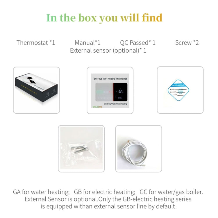 BHT-005-GBLW 220V AC 16A Smart Home Heating Thermostat for EU Box, Control Electric Heating with Only Internal Sensor & WIFI Connection - Consumer Electronics by buy2fix | Online Shopping UK | buy2fix