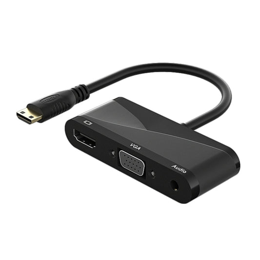 h114 3 in 1 Mini HDMI to HDMI + VGA + 3.5 Audio Converter Cable(Black) - Computer & Networking by buy2fix | Online Shopping UK | buy2fix