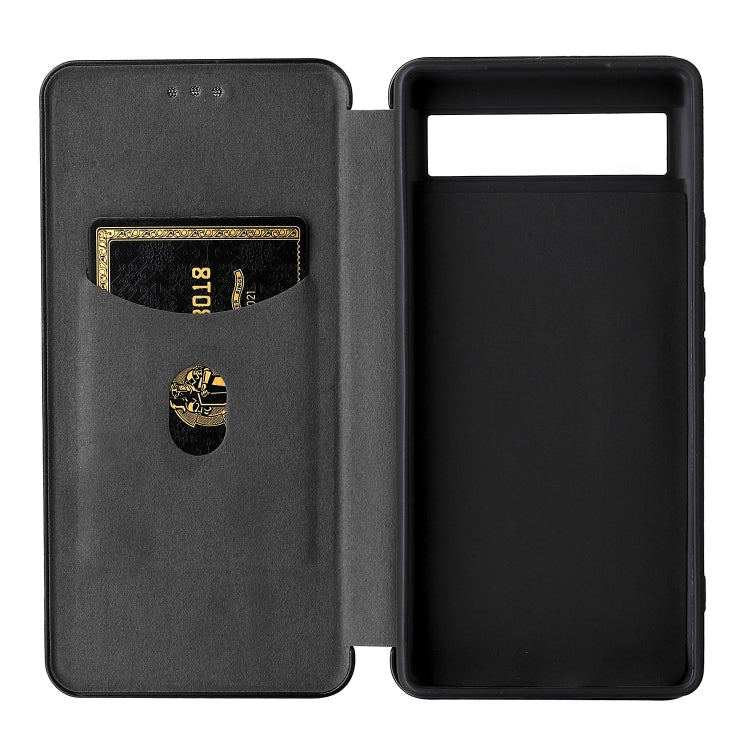 For Google Pixel 6a Carbon Fiber Texture Horizontal Flip Leather Phone Case(Black) - Google Cases by buy2fix | Online Shopping UK | buy2fix