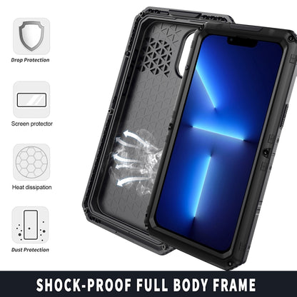 For iPhone 13 Pro Shockproof Waterproof Dustproof Metal + Silicone Phone Case with Screen Protector (Black) - iPhone 13 Pro Cases by buy2fix | Online Shopping UK | buy2fix