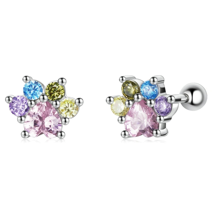 S925 Sterling Silver Color Zircon Cute Claw Ear Stud Women Earrings - Stud Earrings & Earrings by buy2fix | Online Shopping UK | buy2fix