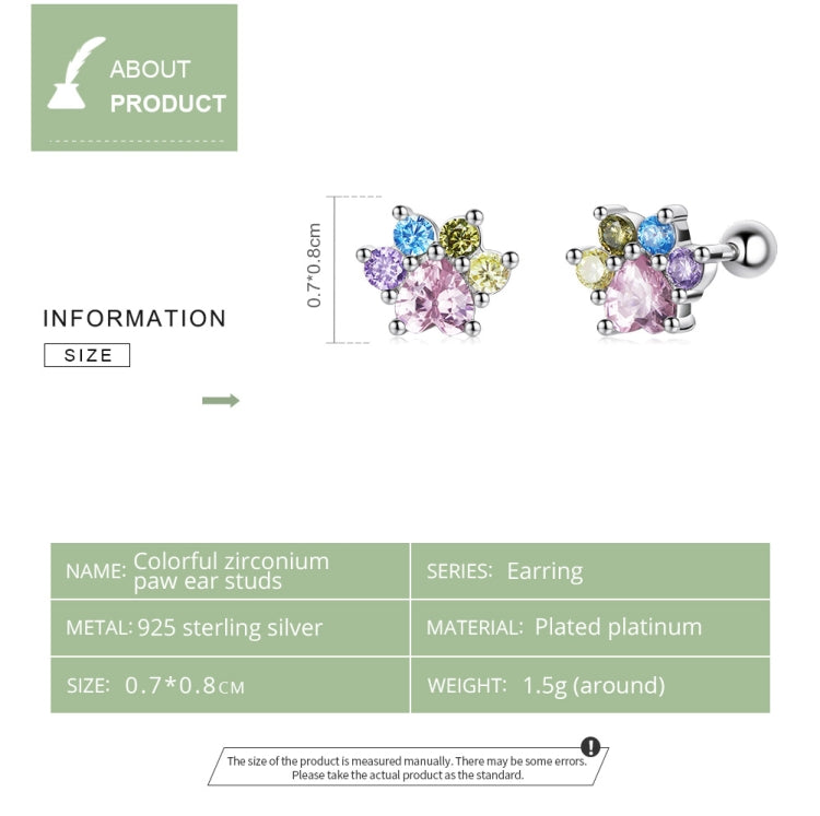 S925 Sterling Silver Color Zircon Cute Claw Ear Stud Women Earrings - Stud Earrings & Earrings by buy2fix | Online Shopping UK | buy2fix