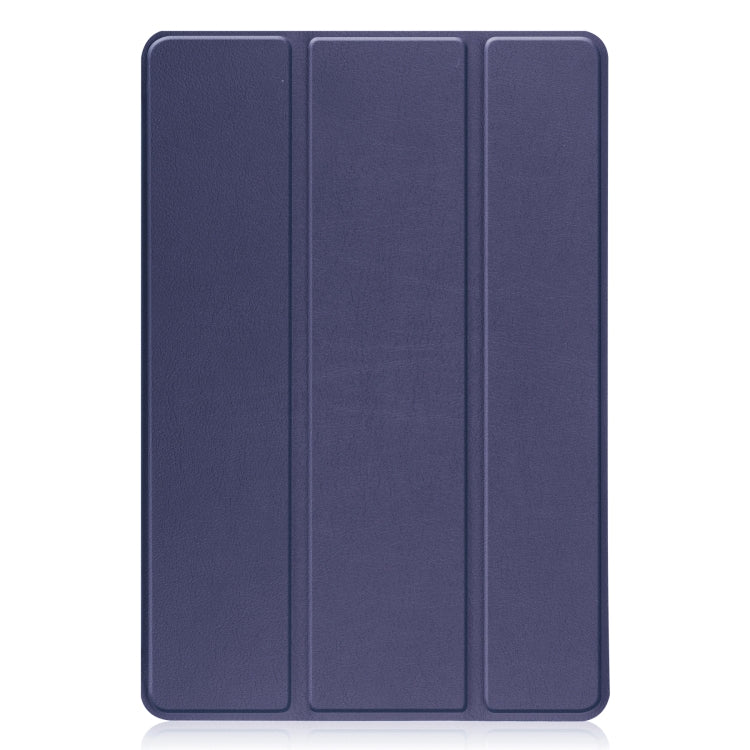 For TCL Tab 10s Three-folding Holder Custer Texture Leather Tablet Case(Dark Blue) - Others by buy2fix | Online Shopping UK | buy2fix
