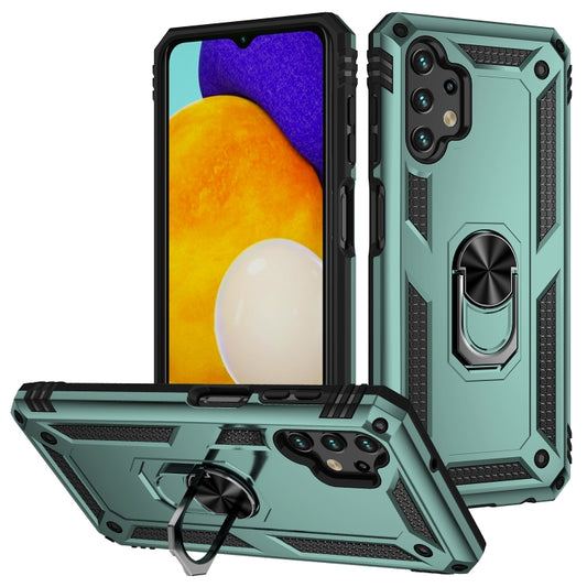 For Samsung Galaxy A13 4G Shockproof TPU + PC Phone Case with Holder(Dark Green) - Samsung Accessories by buy2fix | Online Shopping UK | buy2fix