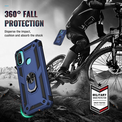 For Motorola Moto E20 / E30 / E40 Shockproof TPU + PC Holder Phone Case(Blue) - Motorola Cases by buy2fix | Online Shopping UK | buy2fix