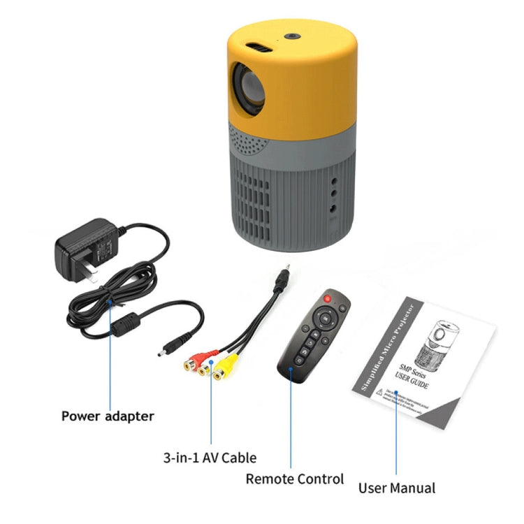 T400 100 inch Screen 3000 Lumens LED Mini Projector, Plug Type:AU Plug(Grey Yellow) - Consumer Electronics by buy2fix | Online Shopping UK | buy2fix