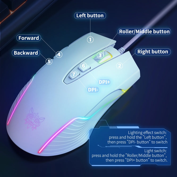 ONIKUMA CW905 RGB Lighting Wired Mouse(White) - Wired Mice by ONIKUMA | Online Shopping UK | buy2fix