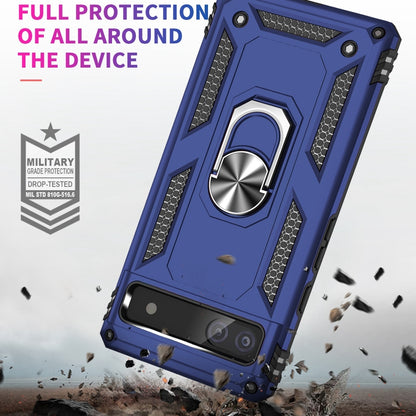 For Google Pixel 6A Shockproof TPU + PC Protective Case with 360 Degree Rotating Holder(Blue) - Google Cases by buy2fix | Online Shopping UK | buy2fix