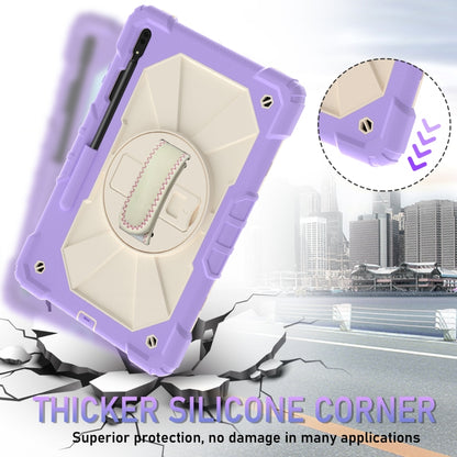 For Samsung Galaxy Tab S8+ 12.4 inch SM-X800 / SM-X806 Contrast Color Robot Shockproof Silicone + PC Tablet Case(Lotus Root Purple Beige) - Other Galaxy Tab PC by buy2fix | Online Shopping UK | buy2fix