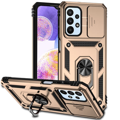 For Samsung Galaxy A23 Sliding Camshield Holder Phone Case(Gold) - Samsung Accessories by buy2fix | Online Shopping UK | buy2fix