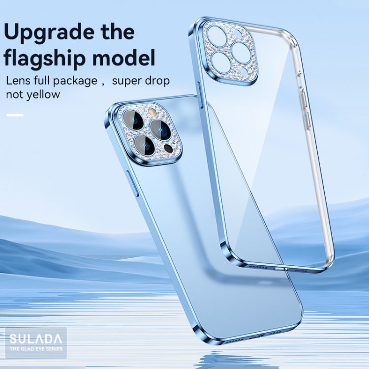 For iPhone 12 Pro SULADA Diamond Lens Protector Plated Frosted Case(Sierra Blue) - iPhone 12 / 12 Pro Cases by SULADA | Online Shopping UK | buy2fix