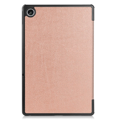 For Lenovo Tab M10 Plus 10.6 3rd Gen 2022 Custer Texture 3-Fold Holder Smart Leather Tablet Case(Rose Gold) - For Lenovo by buy2fix | Online Shopping UK | buy2fix