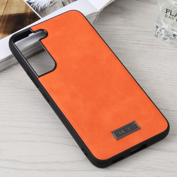 For Samsung Galaxy S22 5G SULADA Shockproof TPU + Handmade Leather Phone Case(Orange) - Galaxy S22 5G Cases by SULADA | Online Shopping UK | buy2fix