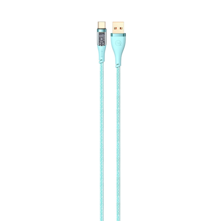 USAMS US-SJ572 Type-C / USB-C 66W Aluminum Alloy Transparent Charging Cata Cable, Length: 1.2m(Green) -  by USAMS | Online Shopping UK | buy2fix