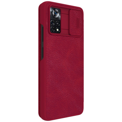 For Xiaomi Poco X4 Pro 5G NILLKIN QIN Series Pro Sliding Camera Cover Leather Phone Case(Red) - Xiaomi Cases by NILLKIN | Online Shopping UK | buy2fix