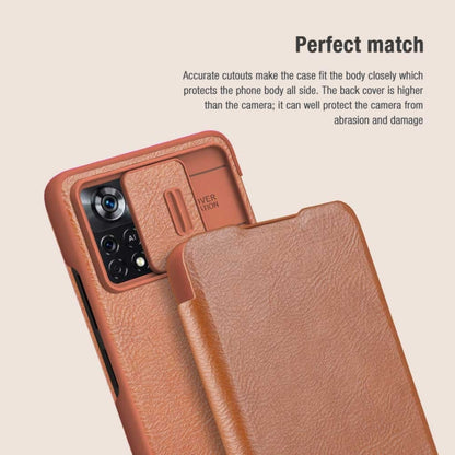 For Xiaomi Poco X4 Pro 5G NILLKIN QIN Series Pro Sliding Camera Cover Leather Phone Case(Red) - Xiaomi Cases by NILLKIN | Online Shopping UK | buy2fix