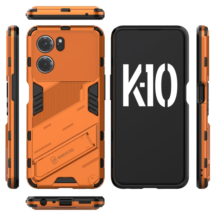 For OPPO K10 5G China Punk Armor 2 in 1 PC + TPU Shockproof Phone Case with Invisible Holder(Orange) - OPPO Cases by buy2fix | Online Shopping UK | buy2fix