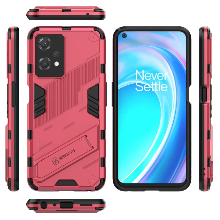 For OnePlus Nord CE 2 Lite 5G/Realme 9 Pro Punk Armor 2 in 1 Shockproof Phone Case with Invisible Holder(Light Red) - OnePlus Cases by buy2fix | Online Shopping UK | buy2fix