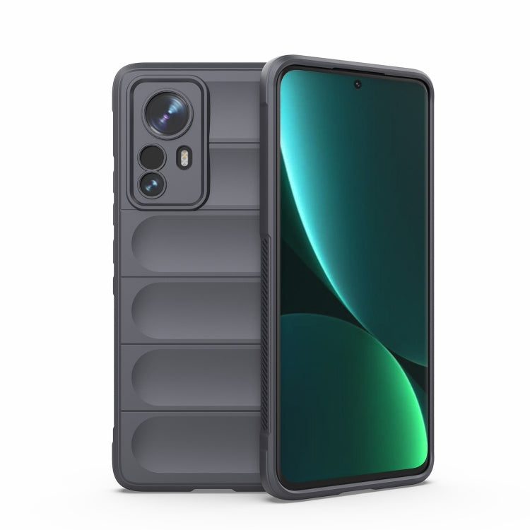 For Xiaomi 12 Pro Magic Shield TPU + Flannel Phone Case(Dark Grey) - Xiaomi Accessories by buy2fix | Online Shopping UK | buy2fix