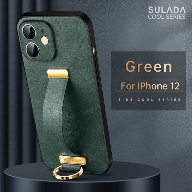 For iPhone 12 SULADA Cool Series PC + Leather Texture Skin Feel Shockproof Phone Case (Green) - iPhone 12 / 12 Pro Cases by SULADA | Online Shopping UK | buy2fix