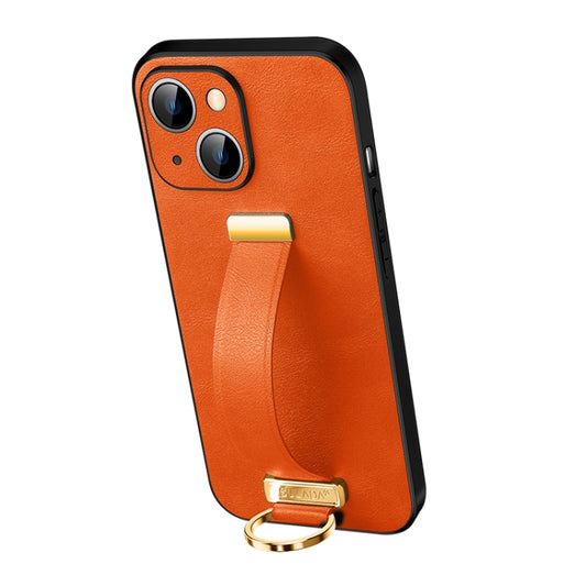 For iPhone 13 SULADA Cool Series PC + Leather Texture Skin Feel Shockproof Phone Case (Orange) - iPhone 13 Cases by SULADA | Online Shopping UK | buy2fix
