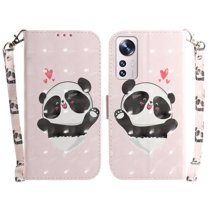 For Xiaomi 12 / 12X 3D Colored Horizontal Flip Leather Phone Case(Heart Panda) - 12 Cases by buy2fix | Online Shopping UK | buy2fix