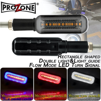 2 PCS PE-ZSR-237 Motorcycle Rectangular Two-color LED Running Water Flashing Turn Signal Light(Yellow + White Light) - In Car by buy2fix | Online Shopping UK | buy2fix